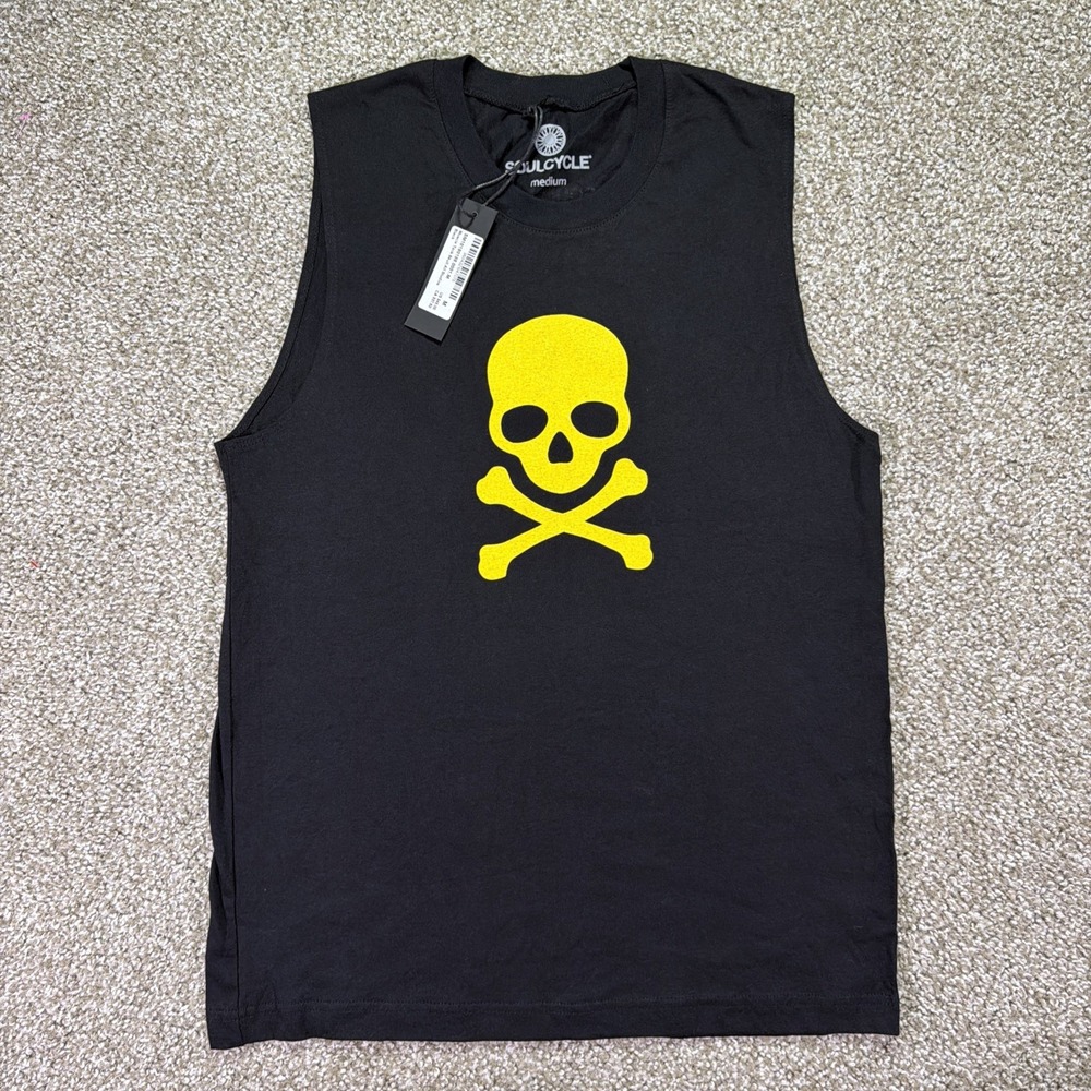 SoulCycle Tank Top Black Yellow Skull - Size Medium Unisex